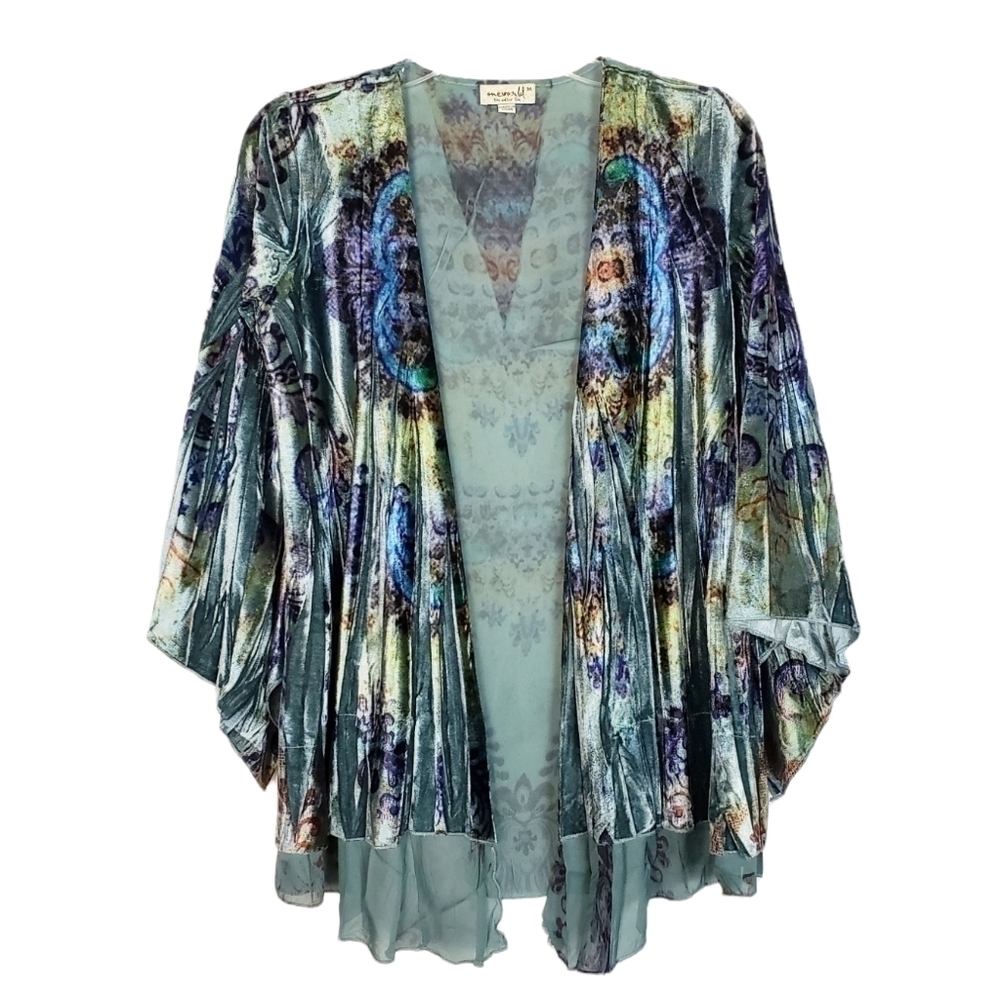 VTG ONE WORLD Live and Let Live Velvet Cardigan